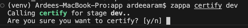 zappa certify dev